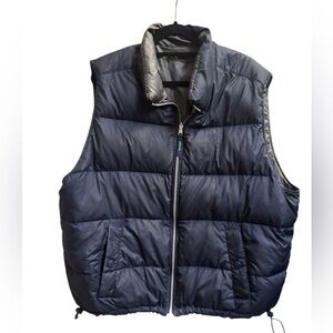 90’s VINTAGE Y2K EDDIE BAUER EBTEK Reversible Puffer Down Vest Blue Gray SZ XL